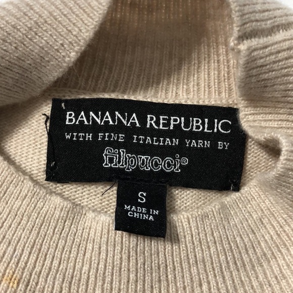 Banana republic mock turtleneck wool blend oatmeal color small and festive scarf - Picture 5 of 11